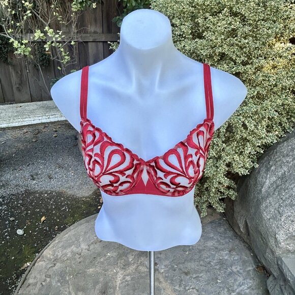 Simone Perele Red Look Demi Cup Unlined Balconette Bra 34E - Picture 6 of 9